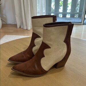 Coconuts by Matissa Brown and Cream Western Ankle Boots